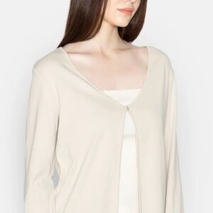 NWT Grana ivory ecru cotton long fly away cardigan jacket M